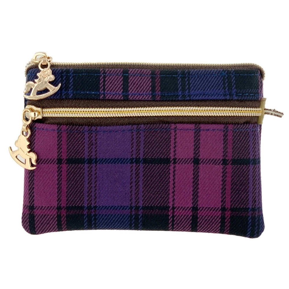 Waterproof Plaid Coin Purse Keychain Pouch Holder - Picture 1 of 7